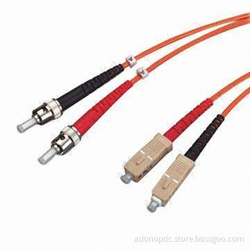 3.0mm Fiber-optic Patch Cords with ST/PC-SC/PC MM, 50/125 Duplex